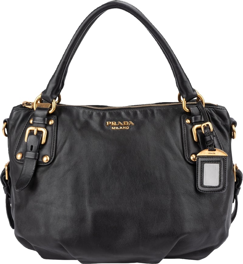 Prada Black Soft Calfskin Gaufre Tote Handbag