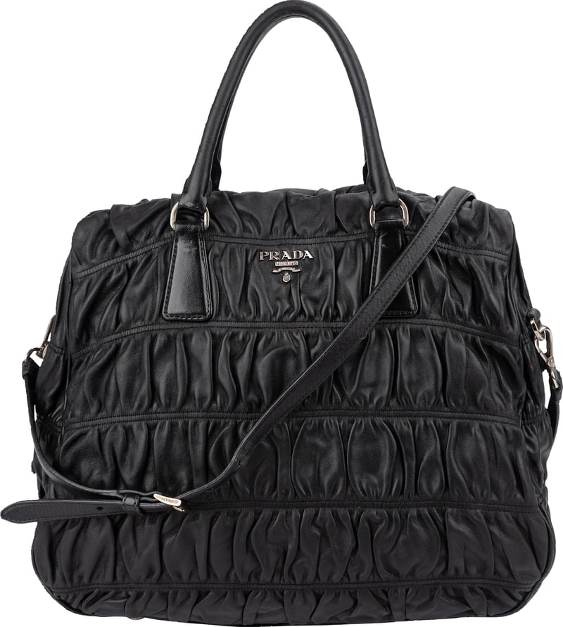 Prada Black Matelassé Nappa Leather Gaufre Hobo Handbag
