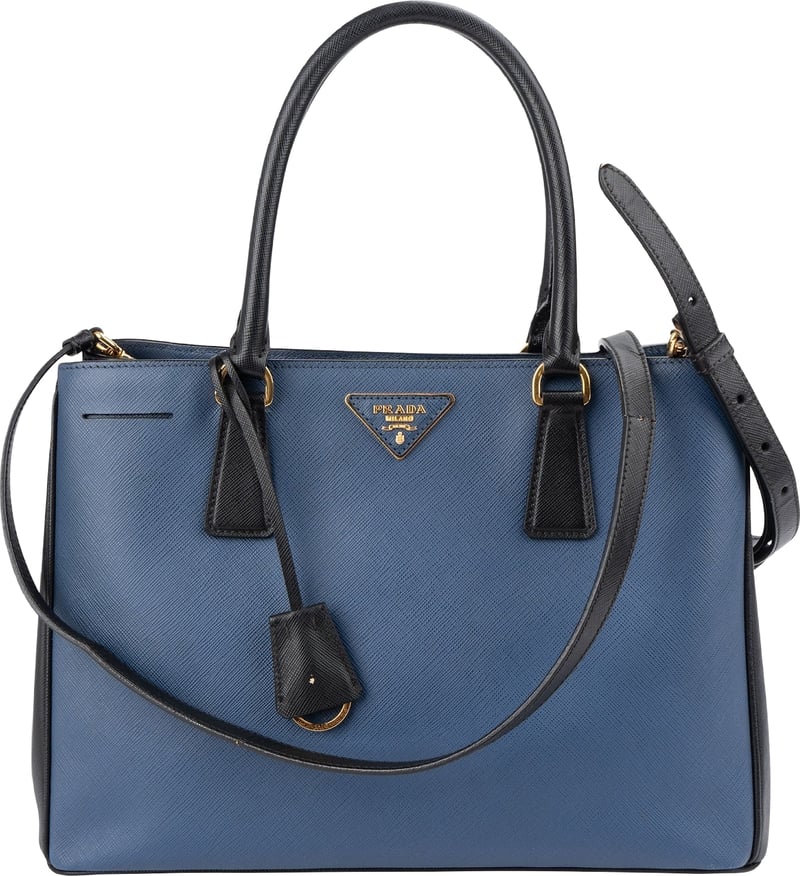 Prada Bicolor Saffiano Leather Galleria Handbag