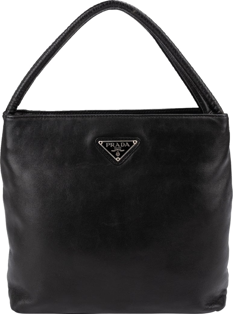 Prada Black Nappa Leather Triangle Tote Handbag
