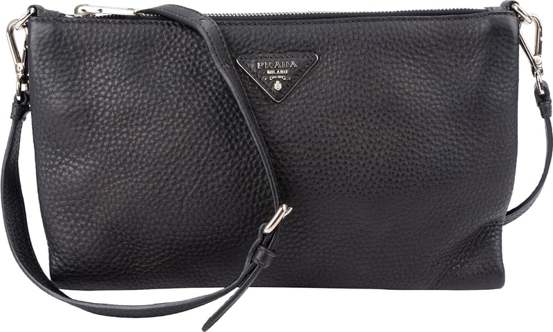 Prada Black Pebbled Leather Crossbody Bag