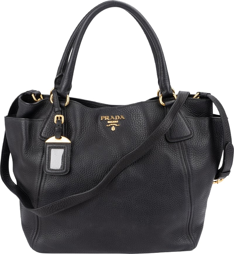 Prada Black Vitello Daino Leather Tote Handbag