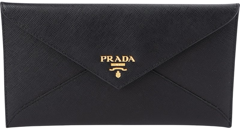 Prada Black Saffiano Leather Envelope Wallet