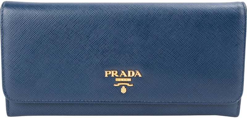 Prada Blue Saffiano Metal Continental Wallet