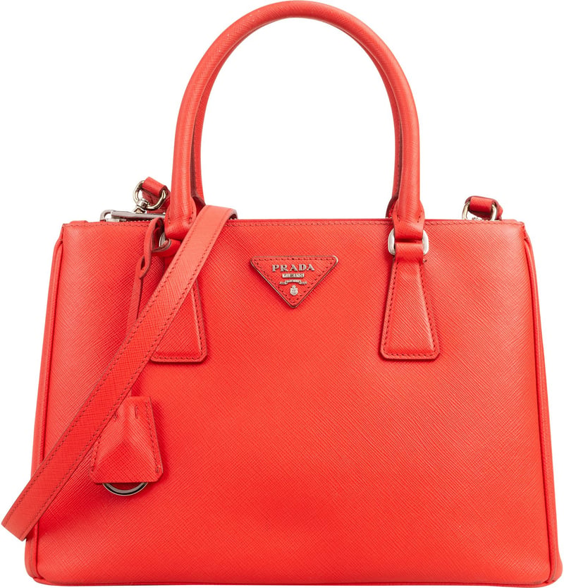 Prada Red Saffiano Leather Galleria Tote Handbag