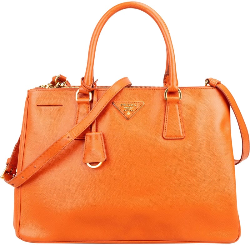 Prada Orange Saffiano Leather Galleria Tote Handbag