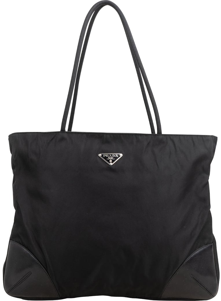 Prada Tessuto Leather Triangle Tote Shoulder Bag