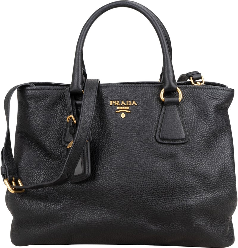 Prada Black Vitello Daino Leather Tote Handbag