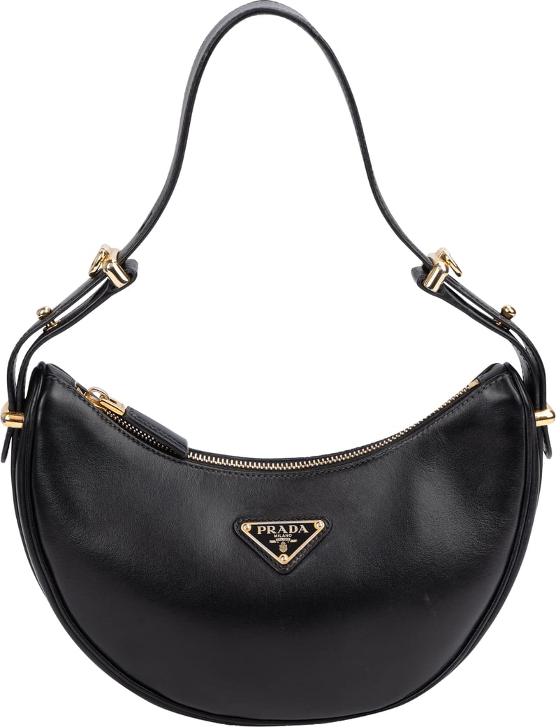 Prada Black Leather Triangle Arqué Shoulder Bag