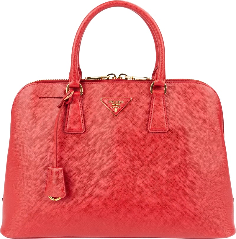Prada Red Saffiano Leather Large Promenade Handbag