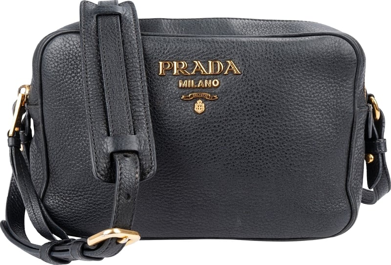 Prada Blue Vitello Daino Leather Camera Crossbody Bag