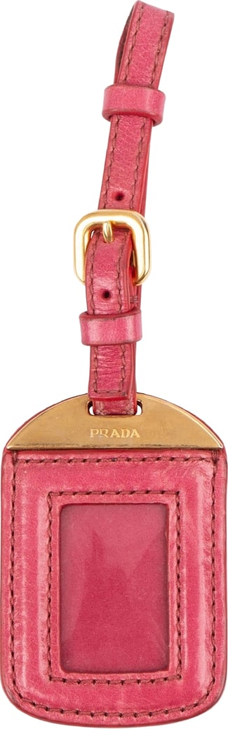 Prada Pink Leather Small Luggage Tag Bag Charm