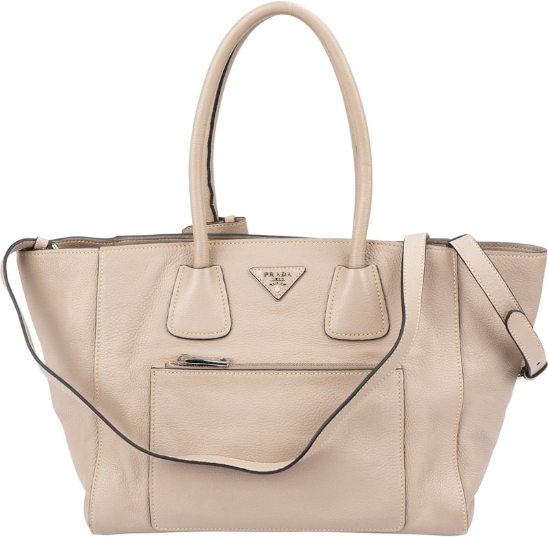Prada Vitello Daino Leather Tote Luggage Handbag