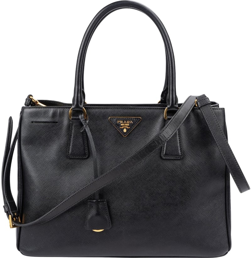 Prada Black Saffiano Leather Galleria Handbag