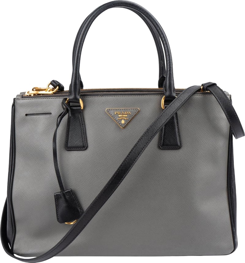 Prada Bicolor Saffiano Leather Galleria Handbag