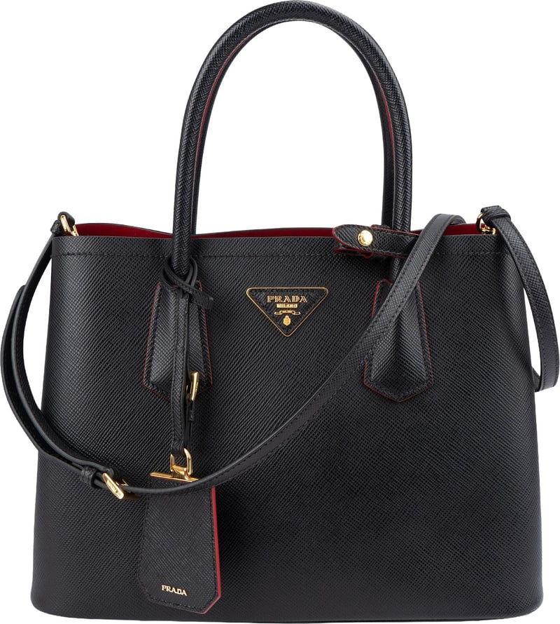 Prada Black Saffiano Leather Double Handbag