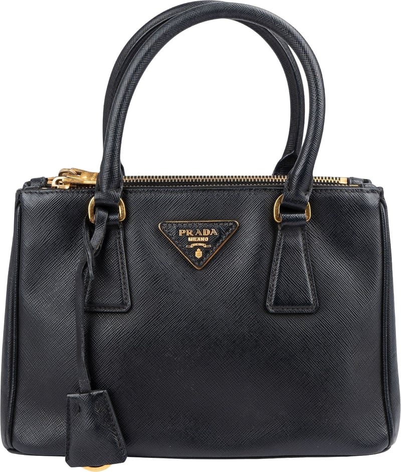 Prada Black Saffiano Leather Small Galleria Handbag