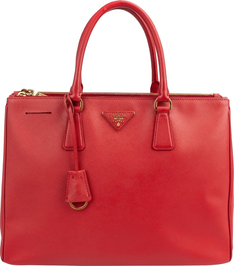 Prada Red Saffiano Leather Galleria Tote Handbag