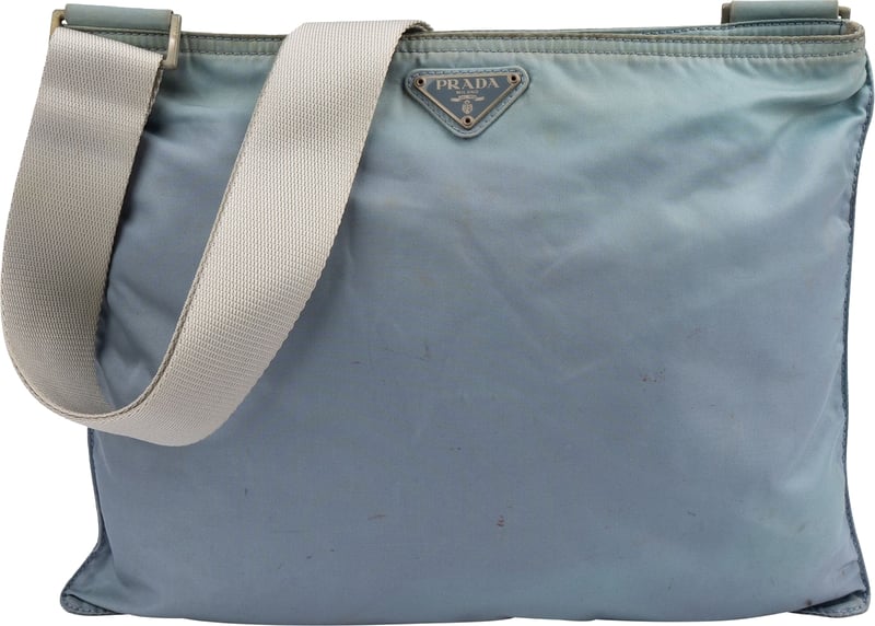 Prada Light Blue Tessuto Messenger Crossbody Bag