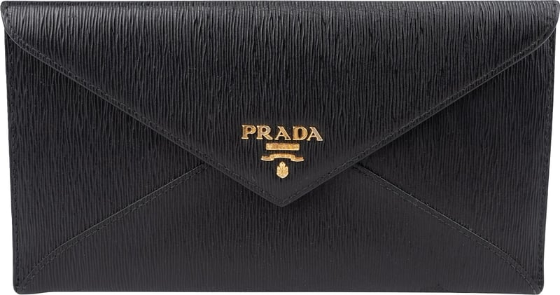 Prada Saffiano Leather Envelope Small Clutch Wallet