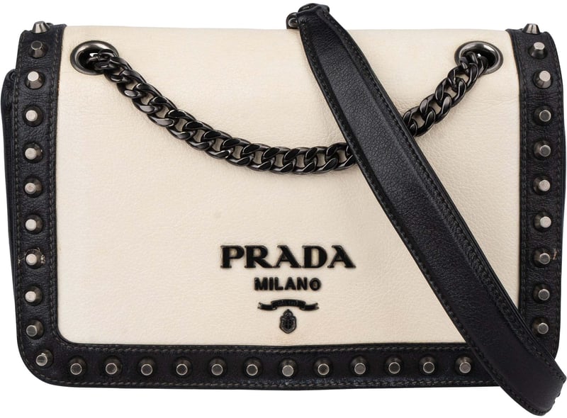 Prada Bicolor Leather Glace Crossbody Bag
