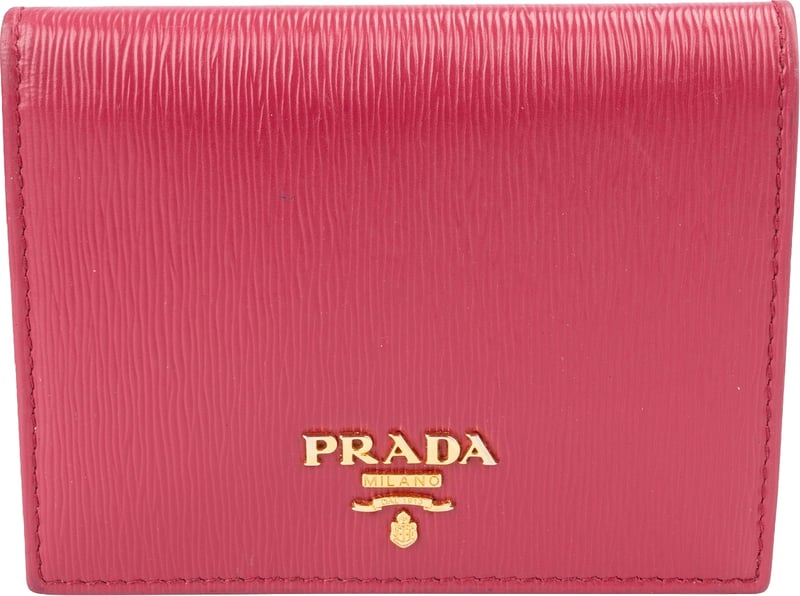 Prada Pink Vitello Move Bifold Compact Wallet