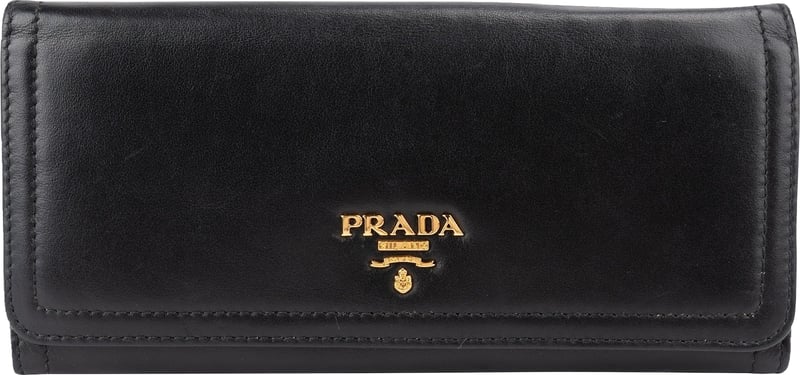 Prada Black Soft Leather Long Flap Wallet