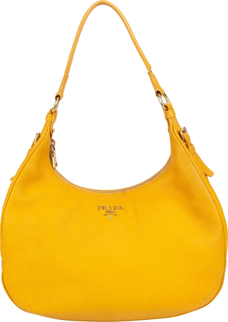 Prada Yellow Leather City Shoulder Bag