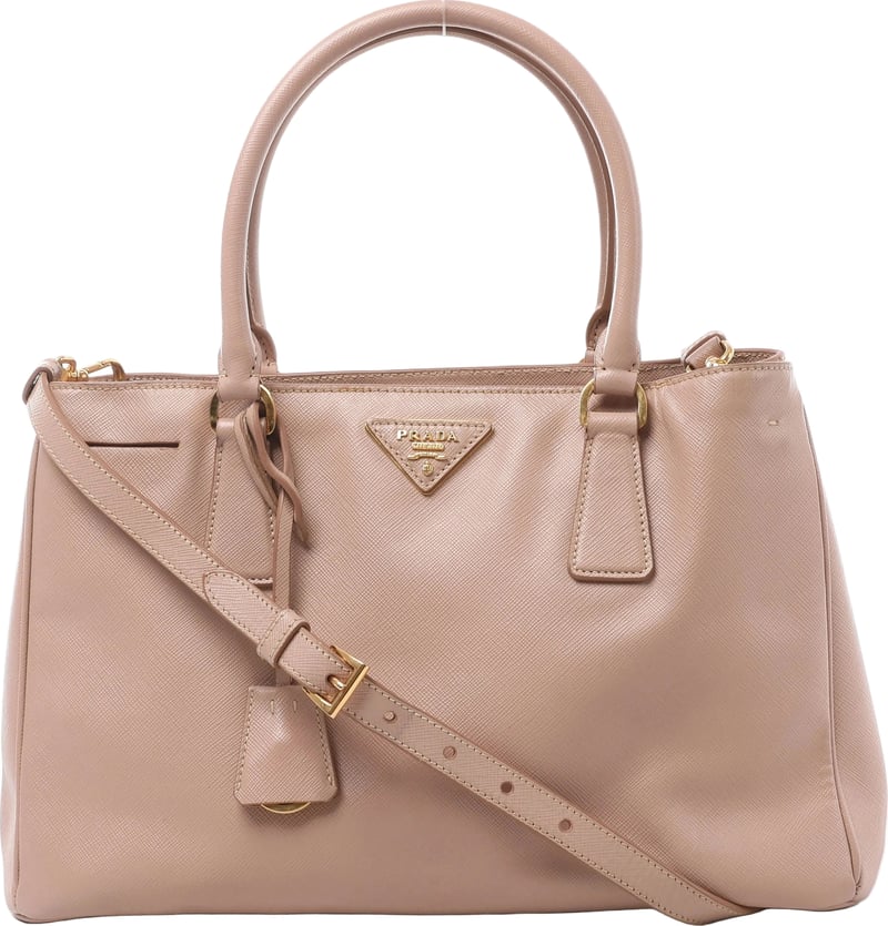 Prada Galleria Saffiano Leather 2Way Handbag in Beige