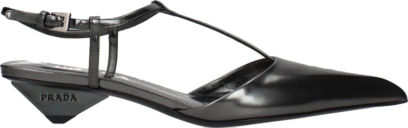Prada Gray Leather Flat Sandals