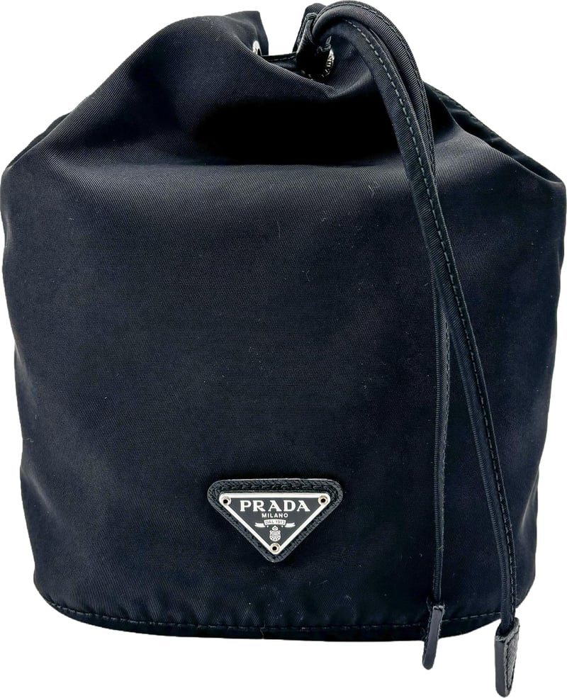 Prada Vela Drawstring Bucket Tessuto Small