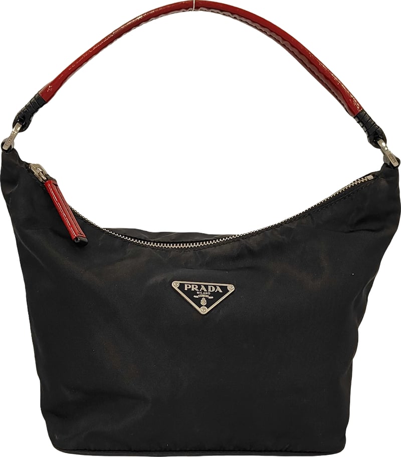 Prada Zip Hobo Nylon & Patent Leather