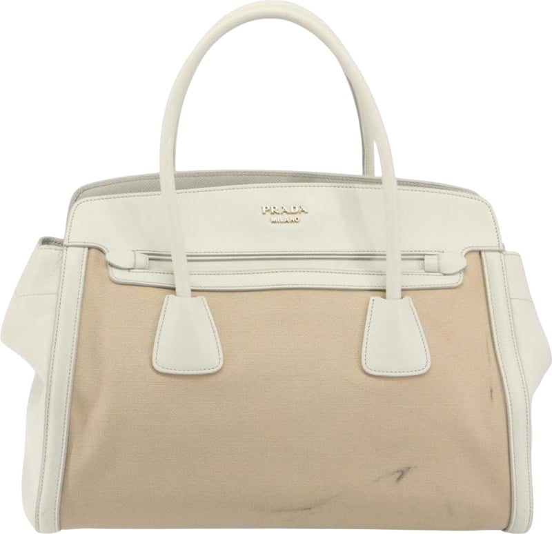 Prada Cuir Frame Convertible Canvas and Saffiano Leather Large