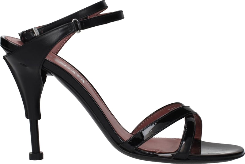 Premiata Black Leather Stiletto Heel Sandals