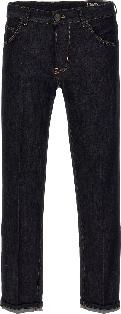 PT Torino Blue Cotton Straight-Leg Jeans