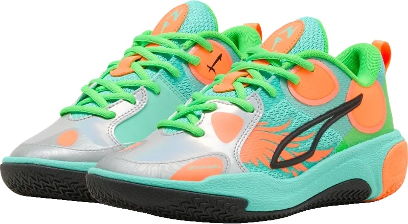 Puma MBWorld.01 JR LaMelo Ball Basketbalschoen Groen Oranje