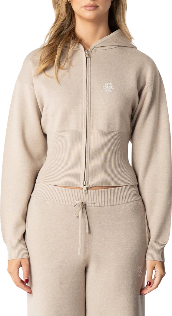 Chloe Zip Hoodie | Beige Melee