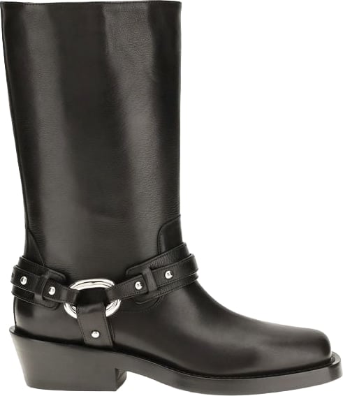 Rabanne Black Calf Leather Bos Taurus Flat Boots