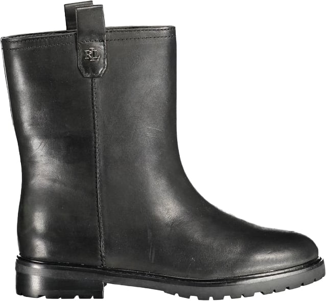 Ralph Lauren Black Leather Women Ankle Boot