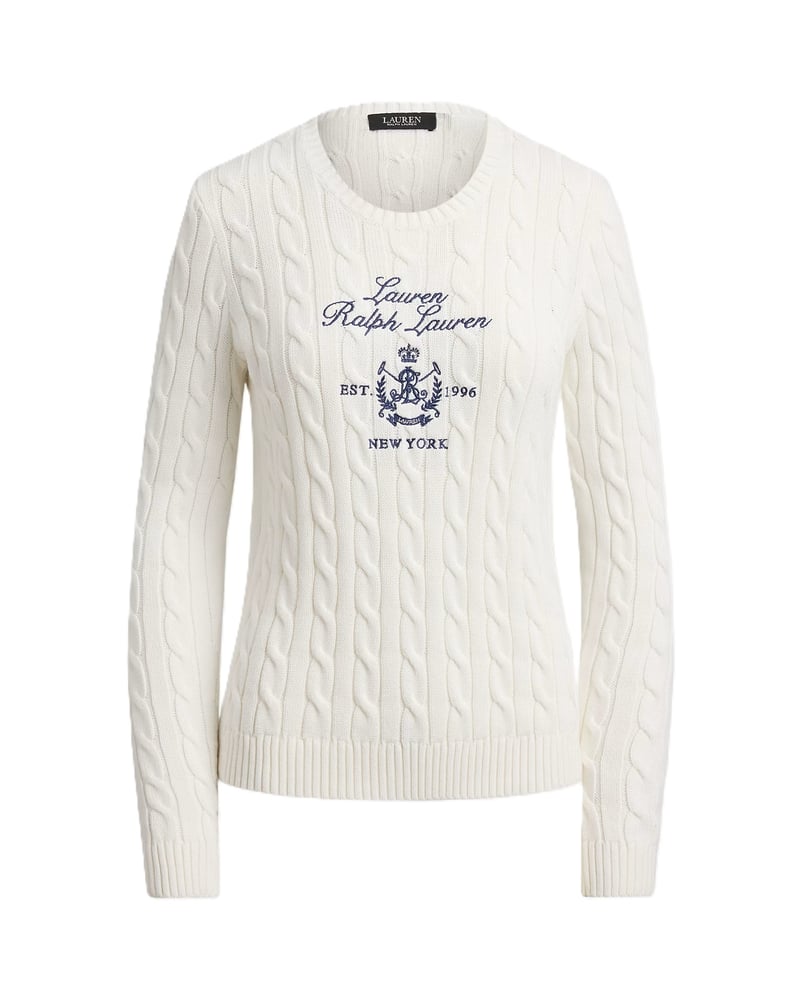 White Rinett Gassed Cotton Pullover Sweater