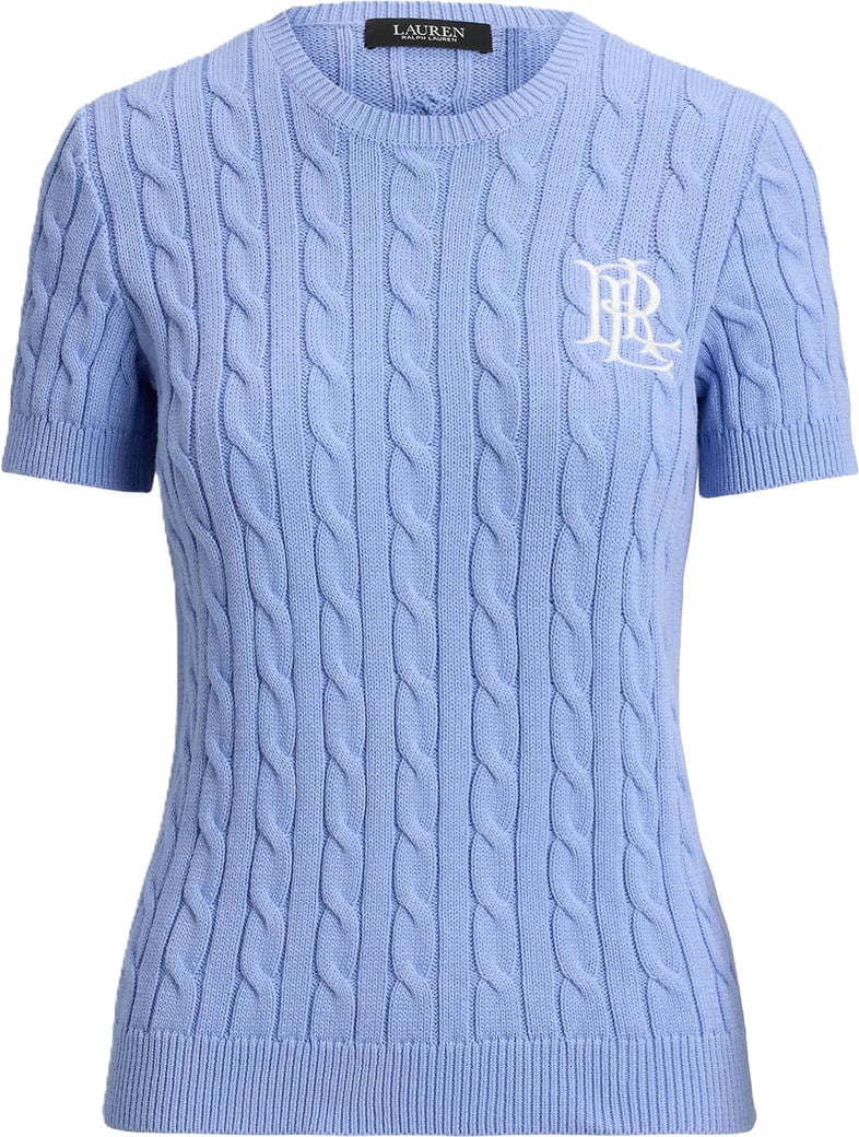 Light Blue Eyelah Linen Pullover Knit Top