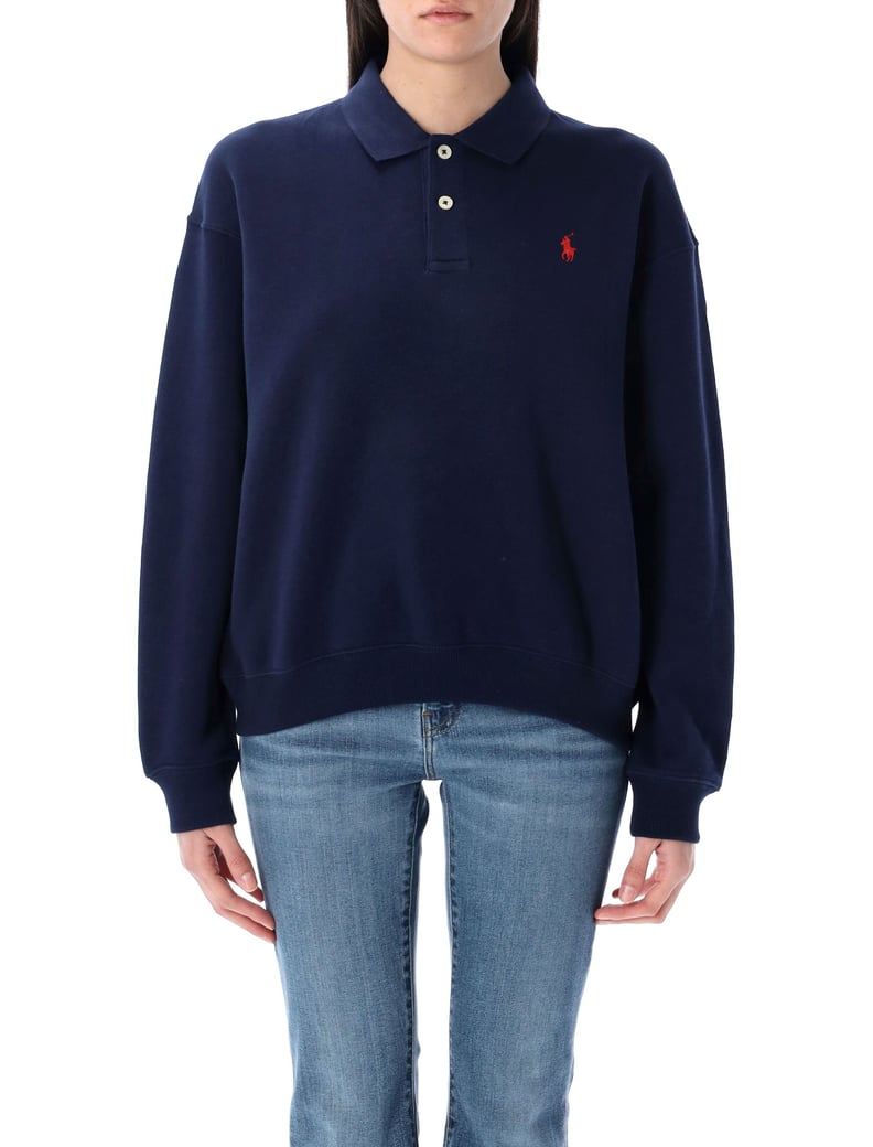 Polo Collar Cotton Sweatshirt