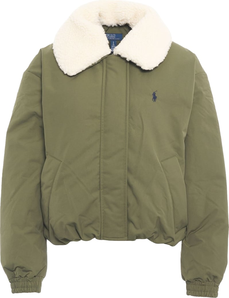 Puffer jacket with faux fur collar