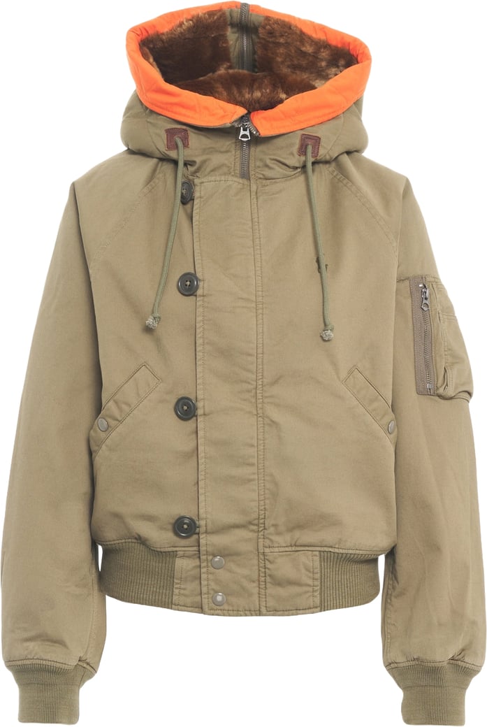 Bomber jacket with fur hood