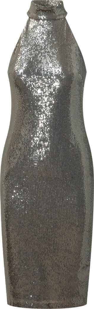 Abito Midi a Collo Alto con Paillettes