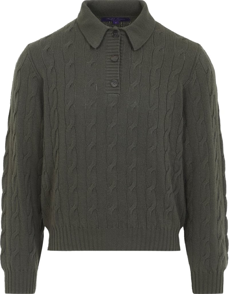 Ralph Laurent Collection Cable-Knit Polo Sweater