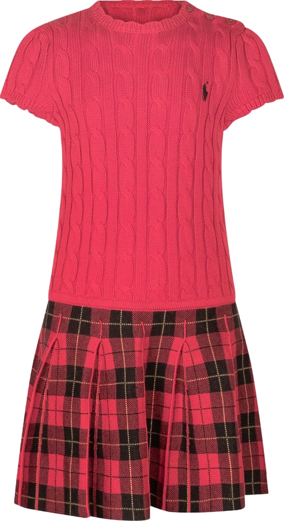 Abito con Top in Maglia e Gonna Tartan