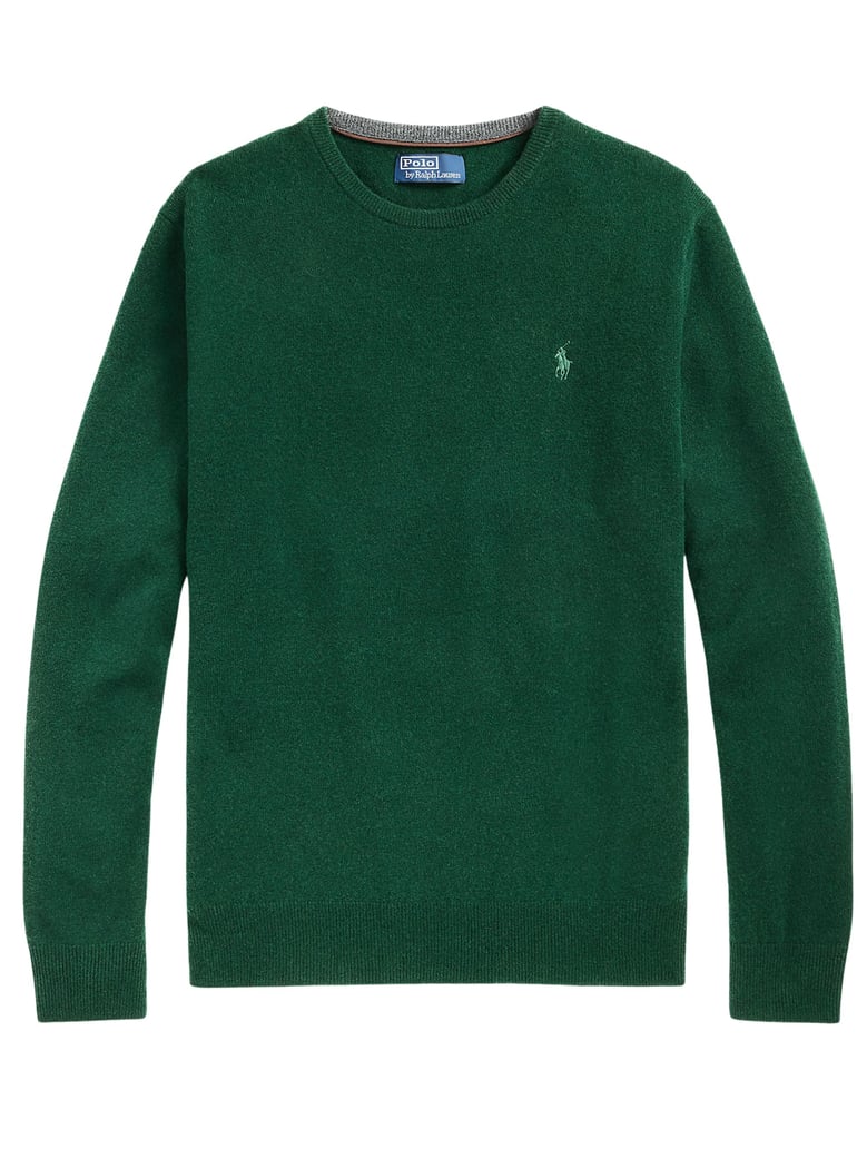 Classic Crew Neck Sweater With Embroidered Logo Detail