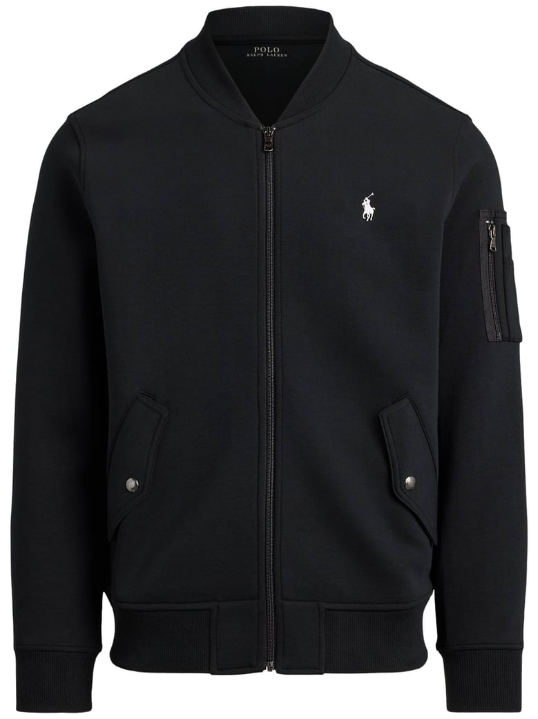 Black Full-Zip Sleeve Pocket Sweatshirt