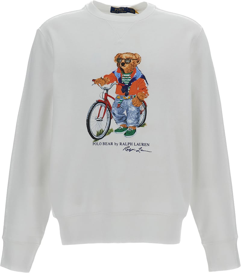 White Printed Crewneck Sweatshirt